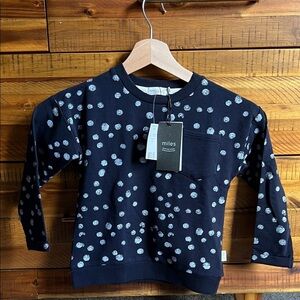 Miles Baby or Miles The Label Boys Navy Polka Dot Shirt